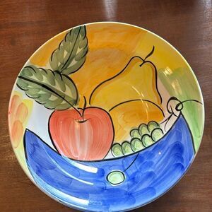 Vintage Bella Ceramica Stoneware "Alfresco" Fruit Pattern Lg Bowls